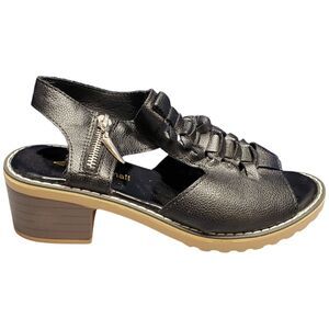 Jolimall Chunky Heeled Sandals Womens Size 6 Black‎ Leather Peep Toe Side Zip